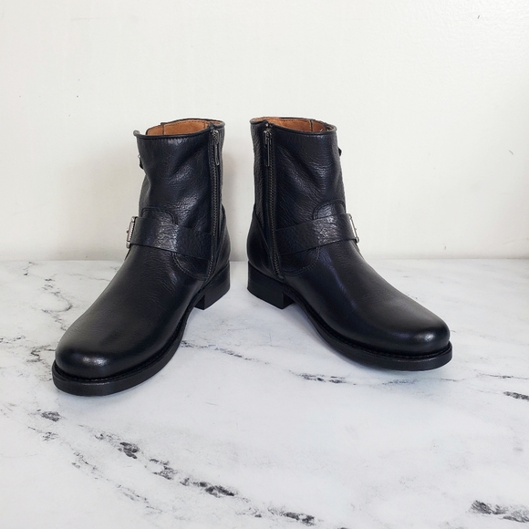 FRYE Vicky Buckle Black Leather Ankle Boots - Picture 4 of 7